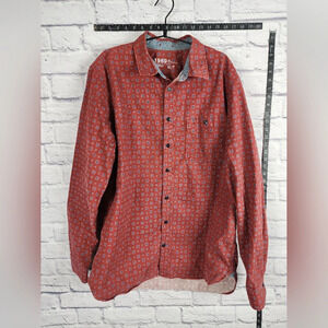Gap 1969 XL Tall Red Geometric Heavyweight Button Down Shirt Cotton